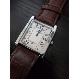 COPY - 🔥NEW IN BOX! - Pablo Raez 34mm Brown Leather Men's Tank Watch
